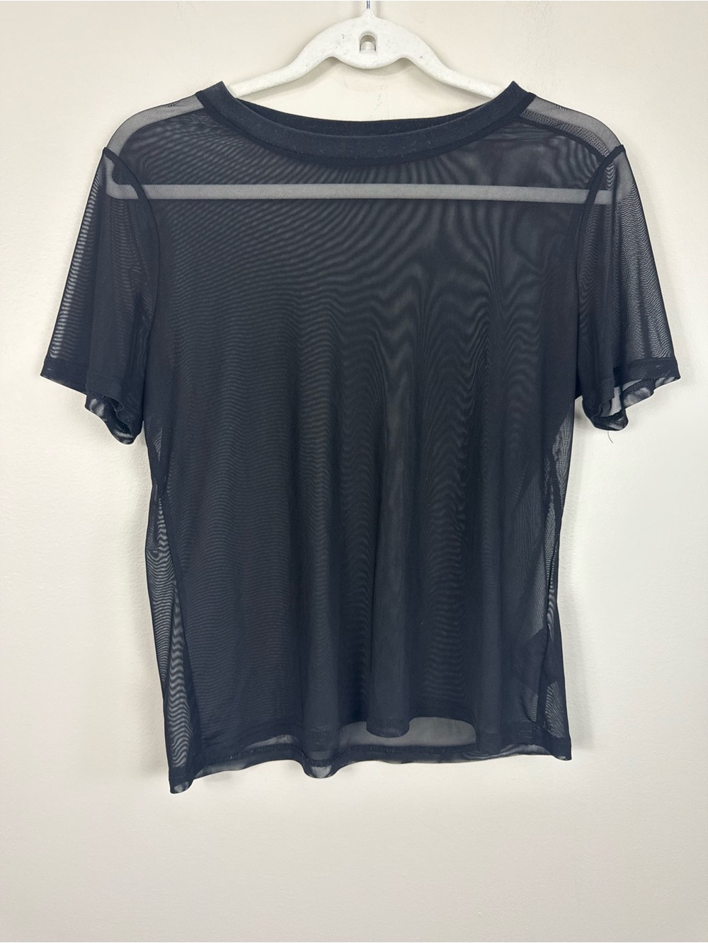 Guess Sheer Mesh Top Medium Y2K Black Short Sleeve Gothic Whimsical Emo Grunge